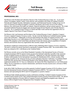 CV for Neil Broom Expert Witness in Computer Forensics Investigations in Reno